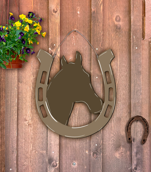 24" Horse shoe with horse doorhanger more colors available