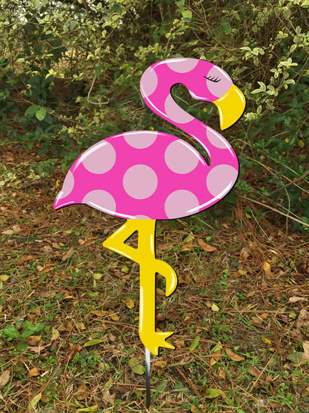 Flamingo door hanger or yard stake 22"