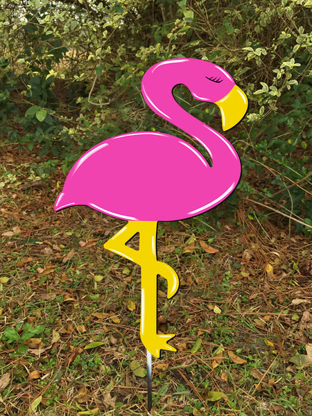 Flamingo door hanger or yard stake 22"