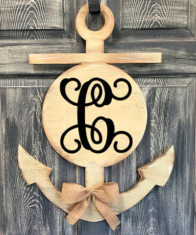 Monogrammed Anchor Doorhanger 28"x20" More Colors available